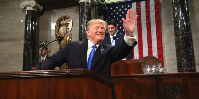Donald Trump ist kein Freund des systematischen Regierens, wie sein Terminplan zeigt. Donald Trump im amerikanischen Parlament.