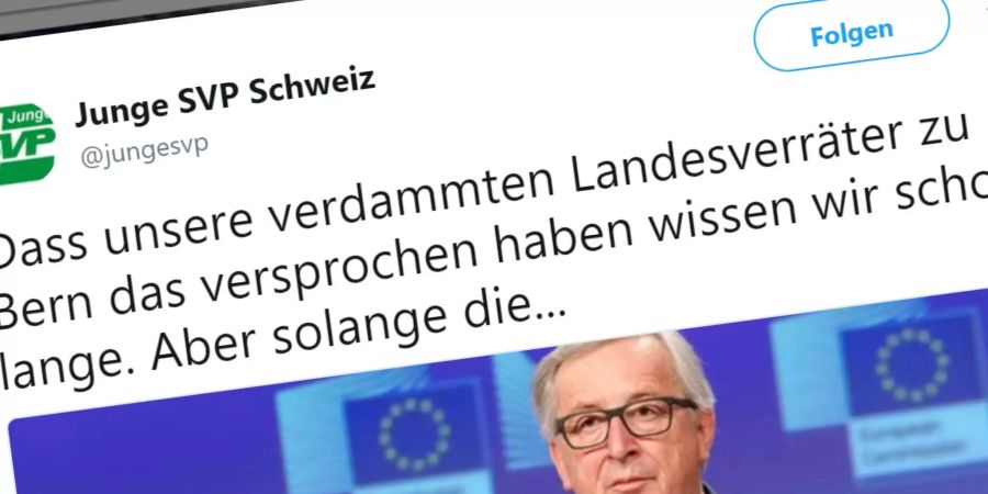Die Bezeichnung «unsere verdammten Landesverräter» der Jungen SVP geht selbst SVP-Politikern zu weit.