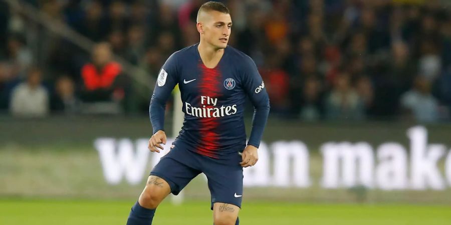 Marco Verratti kontrolliert bei einem Spiel von seinem Klub Paris St. Germain gegen Reims den Ball.