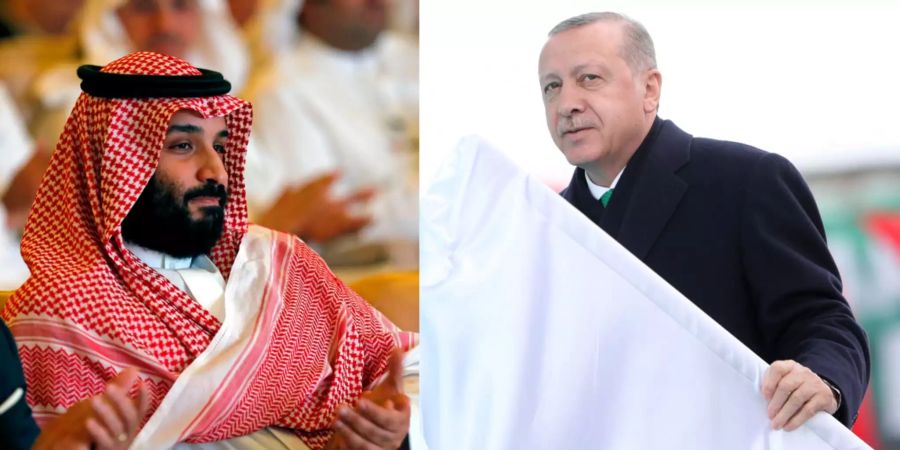 Kronprinz Mohammed bin Salman (l.) und Türkeis Präsident Recep Tayyip Erdogan.