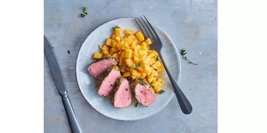 Schweinsfilet mit Melonensalat