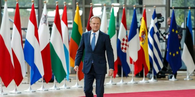 EU-Ratspräsident Donald Tusk beim Brexit-Gipfel in Belgien. EU-Ratspräsident Donald Tusk beim Brexit-Gipfel in Belgien.