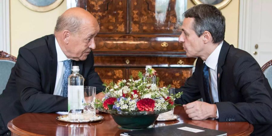 Der französische Aussenministers Jean-Yves Le Drian und Bundesrat Ignazio Cassis in Bern.