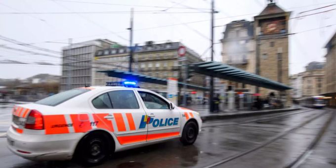 Ein Polizeiwagen der Kantonspolizei Genf. Kantonspolizei Genf