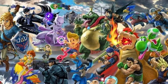 Einige Charaktere des neuen Super Smash Bros. Ultimate posieren.