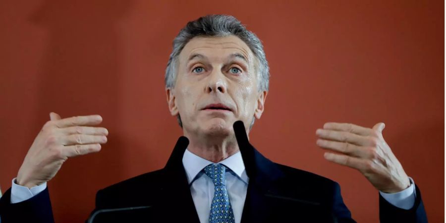 Mauricio Macri, Präsident von Argentinien, spricht bei einer Pressekonferenz im Regierungspalast.