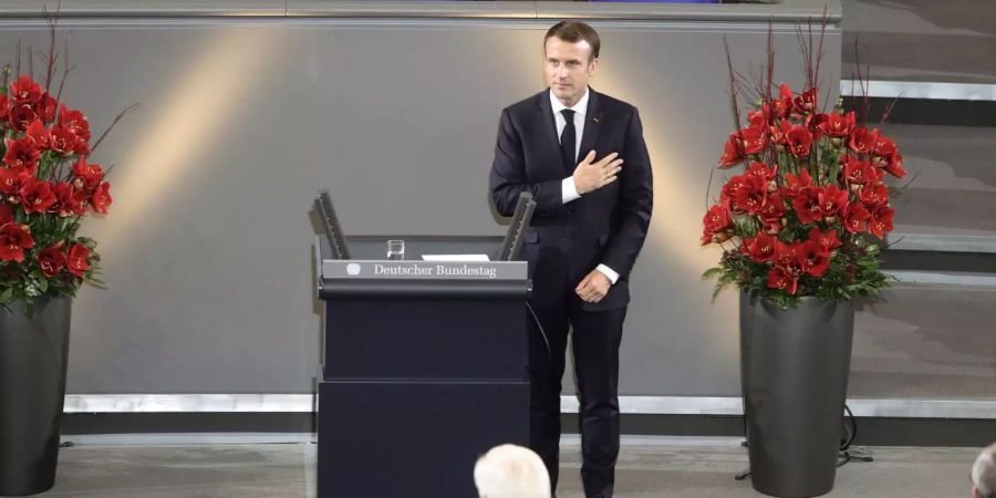 Emmanuel Macron bei seiner Rede vor dem Bundestag.