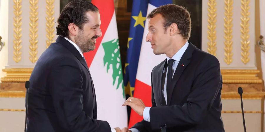 Hariri (l) und Macron am 1. September 2017 in Paris.