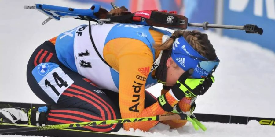Beste Deutsche in der Verfolgung mit Rang 18: Franziska Preuss. Foto: Martin Schutt/dpa