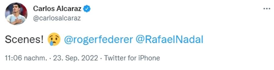 Schon kurz vor dem Abschlussspiel von Roger Federer, kam bei Alcaraz das Tränen-Emoji zum Einsatz.