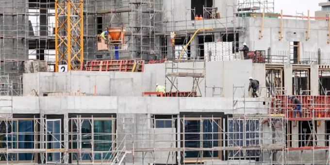 Eine Baustelle im Berliner Stadtteil Wilmersdorf. deutschland wirtschaft