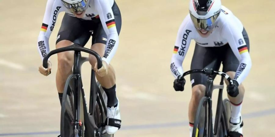 Mirian Welte (l) und Emma Hinze sicherten sich bei der WM die Bronzemedaille. Foto: Piotr Nowak/PAP