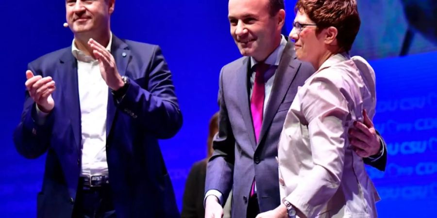 Weber (M.) mit Söder und Kramp-Karrenbauer in Münster