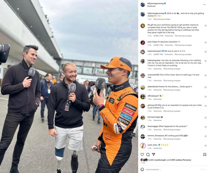 Billy Monger ist heute als TV-Experte in der Formel 1 und Formel E aktiv. Formel E F1 Monger
