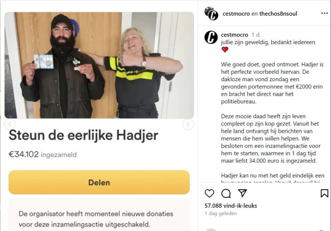Die Spendenkampagne brachte binnen eines Tages über 34'000 Euro ein. Mittlerweile ist sie geschlossen. Euro Obdachloser Spendenkampagne