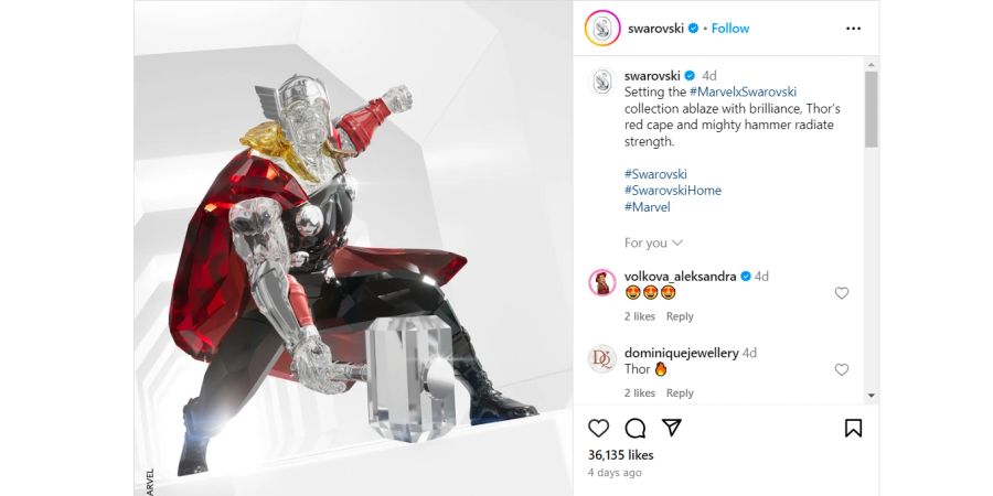 Instagram Swarovski, Marvel, Thor