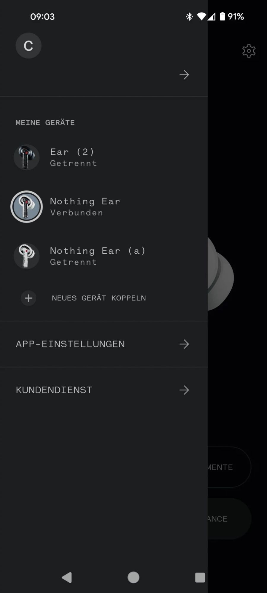 Mit Nothing X lassen sich alle Nothing-Audio-Geräte verwalten.