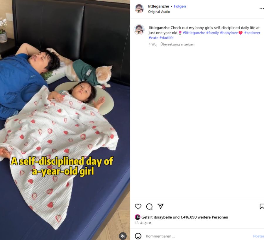 So sieht laut Influencerin @littleganzhe offenbar der selbstdisziplinierte Alltag eines einjährigen Mädchens aus.