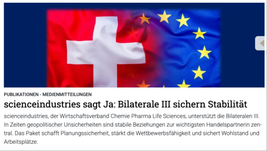 Screenshot scienceindustries.ch