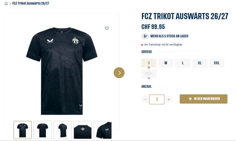 Auswärts läuft der FCZ in diesem nachtblauen Shirt auf.