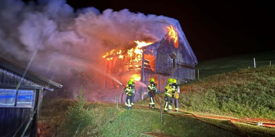 Ein leerstehendes Ferienhaus brannte in der Nacht auf Freitag in Steinegg AI nieder. Ursache des Brands könnte ein Blitz sein.