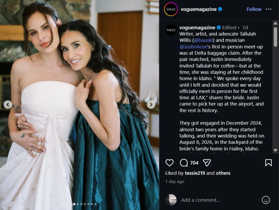 Tallulah und ihre Mutter Demi Moore bei der Hochzeit.