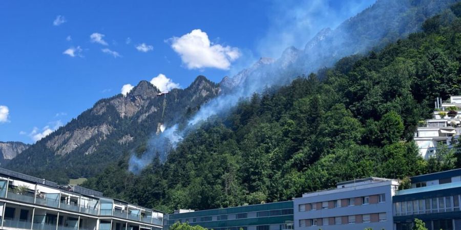 In einem Waldstück oberhalb von Chur ist ein Brand ausgebrochen. Die Löscharbeiten laufen.