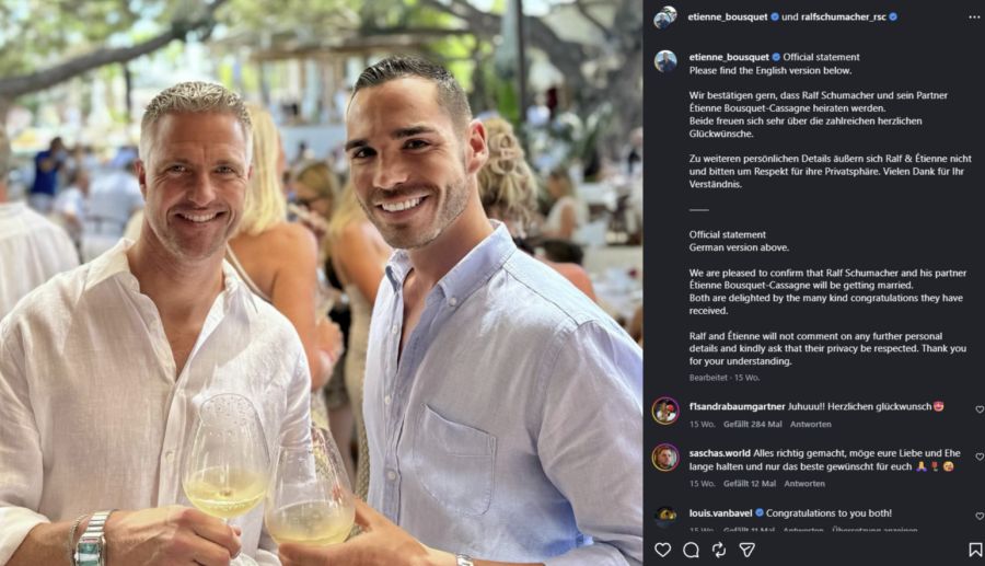 Ralf Schumacher und Étienne Bousquet-Cassagne haben sich am Samstagabend das Ja-Wort gegeben. (Archivbild)