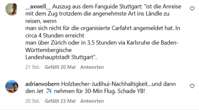 Bei den Fans von YB kommt der Kurzflug ihres Teams nicht gut an. YB
