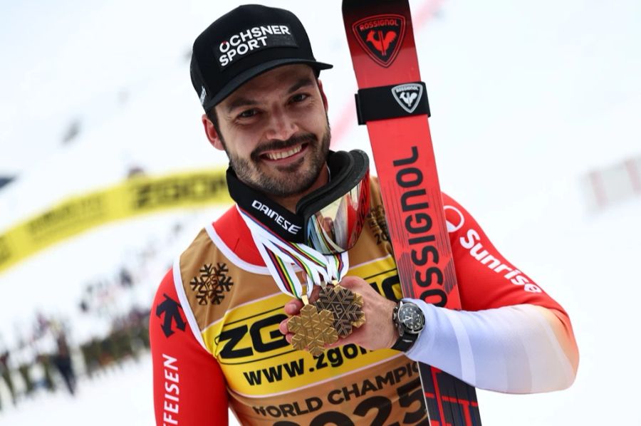 Das Slalom-Gold ist Loïc Meillards dritte Medaille an der WM in Saalbach.