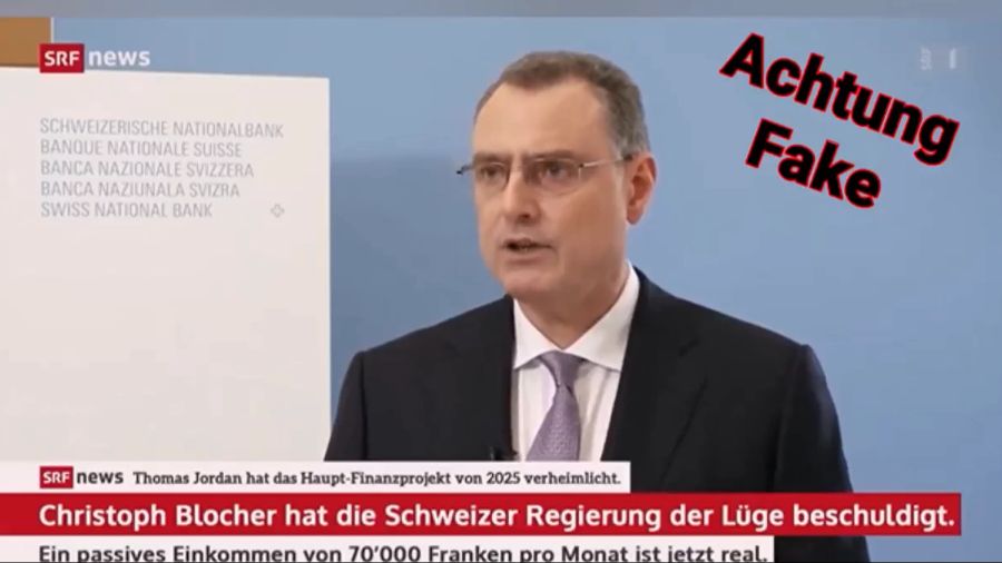 Auch Ex-SNB-Präsident Thomas Jordan rührt im vermeintlichen «Tagesschau»-Beitrag plötzlich die Werbetrommel für die Plattform.