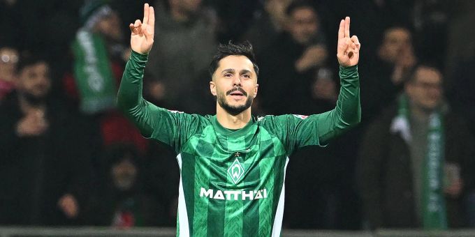 Leonardo Bittencourt schiesst Werder Bremen in der Bundesliga zum Sieg gegen Mainz. Werder Bremen Bundesliga Mainz