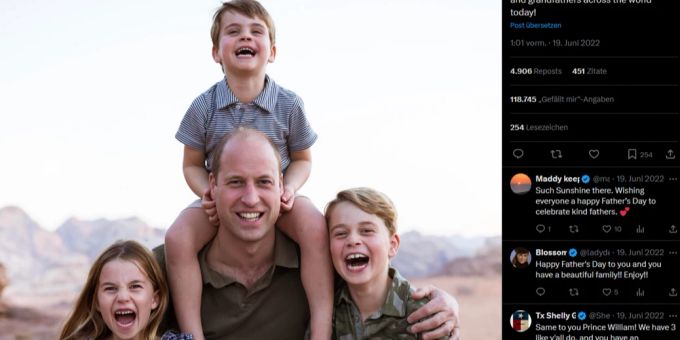 So sieht es dieses Jahr nicht aus: das Vatertagsbild von Prinz William und seinen Kindern aus dem Jahr 2022. prinz william