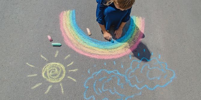 Kreide Strasse Kind Regenbogen