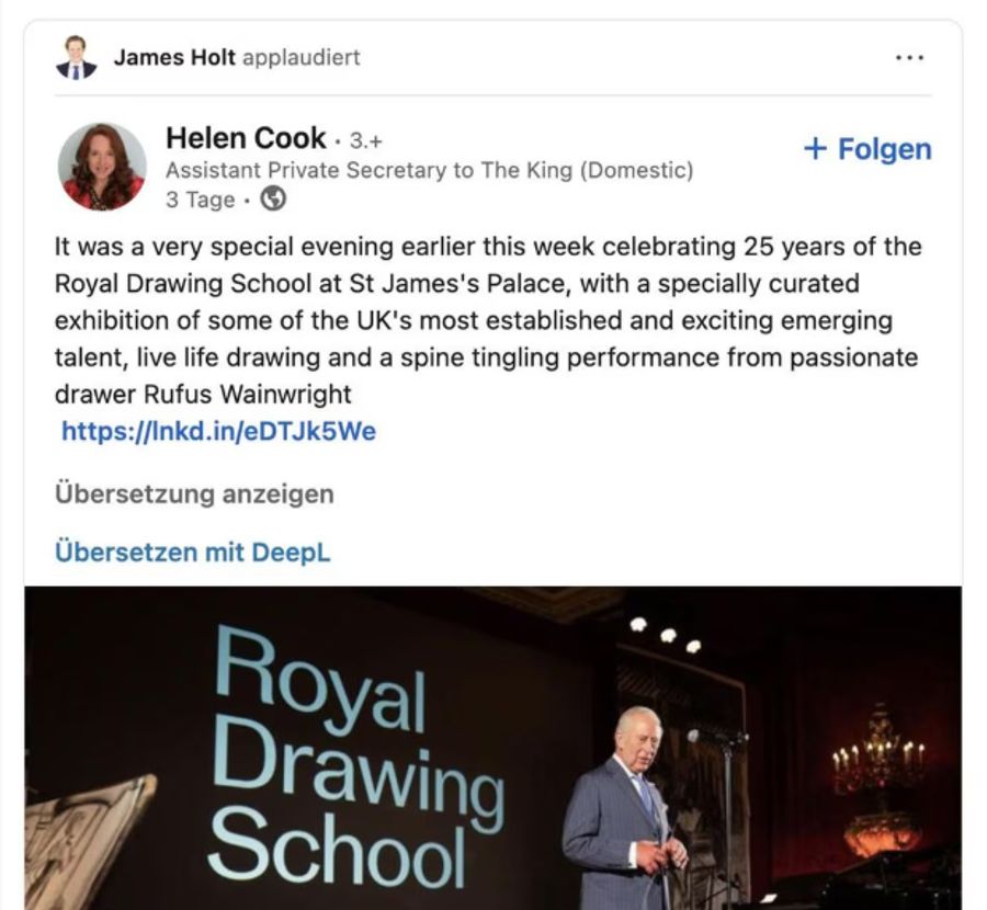 Auch bei Helen Cook, der stellvertretenden Privatsekretärin von König Charles III. hinterliess er eine lobende Geste.