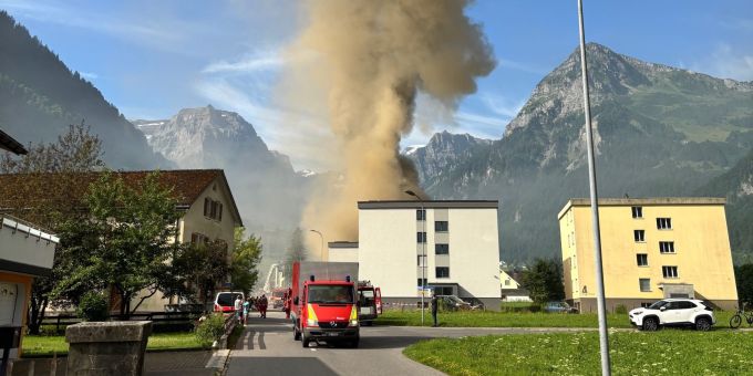 Das brennende Haus in Linthal. linthal