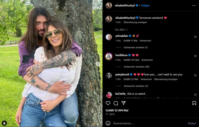Elizabeth Hurley teilt des Öfteren private Einblicke mit Billy Ray Cyrus auf ihrem Instagram-Account. Billy Ray Cyrus