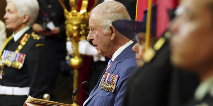 König Charles hält die Thronrede im Senat in Ottawa, Kanada. Canada Royal Visit