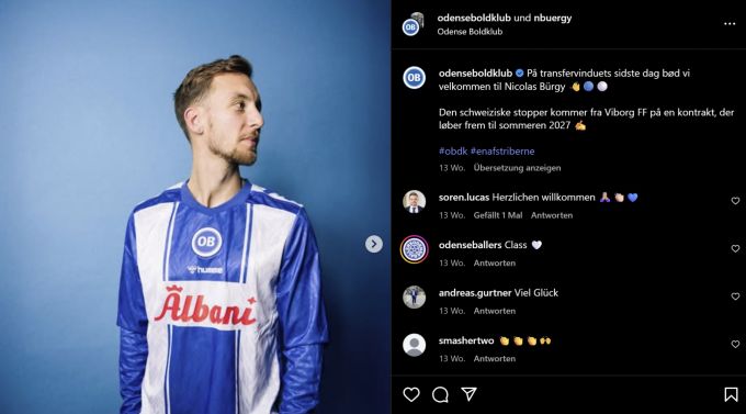 Nicolas Bürgy spielt seit Winter für OB und feiert nun den Aufstieg in Dänemarks höchste Liga. Nicolas Bürgy