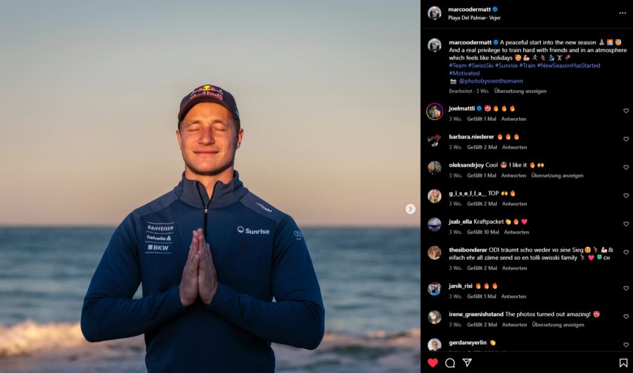 Marco Odermatt erreicht auf Instagram 506'000 Follower.