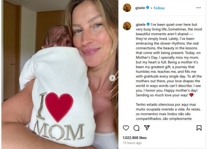 Giselle Bündchen zeigt ihr Baby auf Instagram. gisele baby