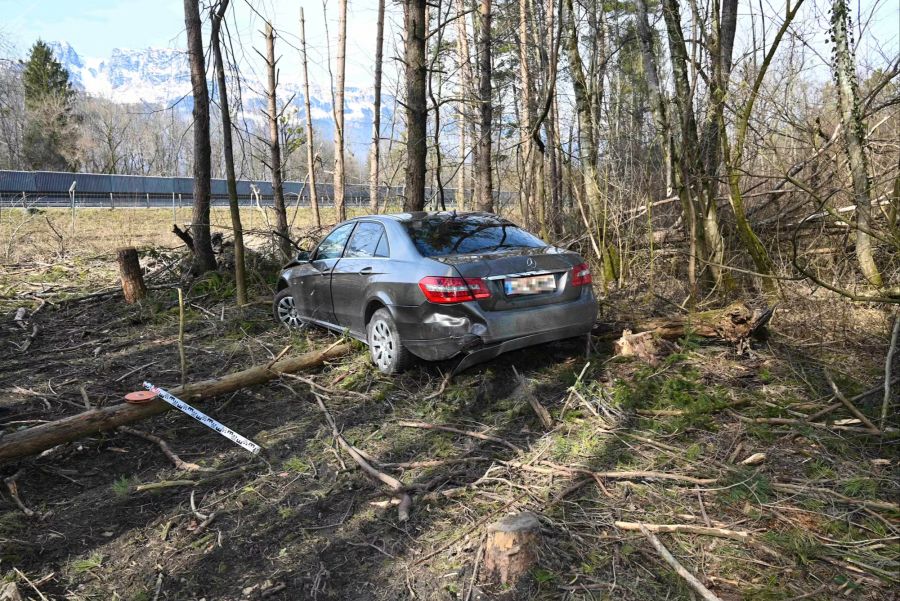 Verunfalltes Fahrzeug von hinten