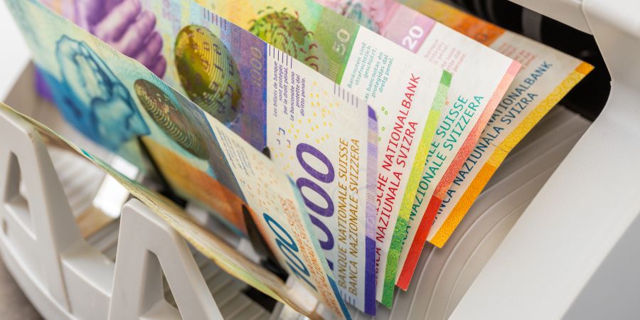 Schweizer Franken Zählmaschine Noten
