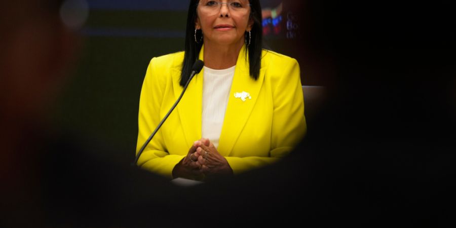 ARCHIV - Venezuelas gesch‰ftsf ̧hrende Pr‰sidentin Delcy RodrÌguez. Foto: Ariana Cubillos/AP/dpa/Archivbild