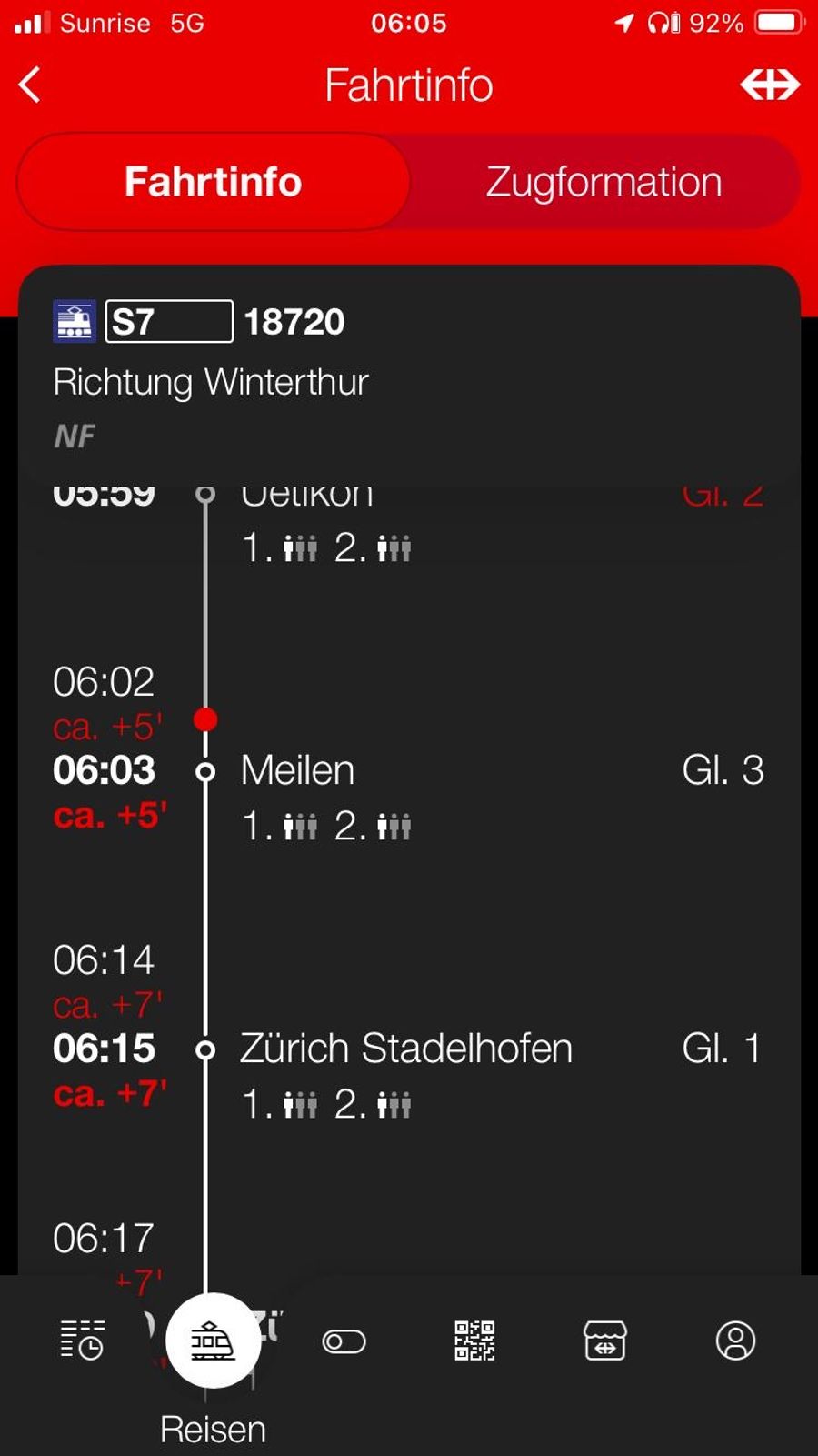 Auch in der SBB-App waren Verspätungen aufgeführt.