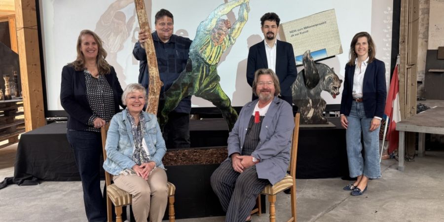 Sie verstehen ihr Nein als «Ja zur Kunst»: Sibylle Plüss (FDP), Christine Bühler (Mitte), Samuel Krähenbühl (SVP), Beat Cattaruzza (GLP), Samuel Kullmann (EDU) und Pauline Pauli (FD...