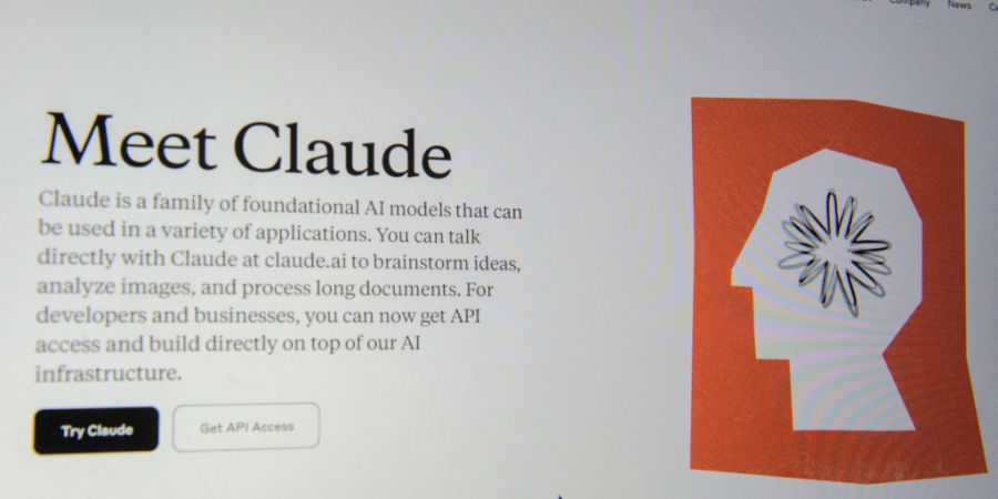 ARCHIV - Ein Monitor zeigt die Webseite der Firma Anthropic. Foto: Andrej Sokolow/dpa