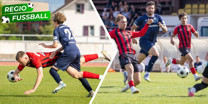Devin Haldi (FC Dürrenast) fällt Dominic Pfäffli (FC Bern).