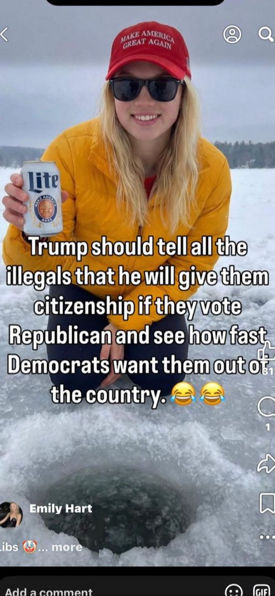 Emily Hart erreichte als «Maga»-Influencerin Zehntausende Followers.