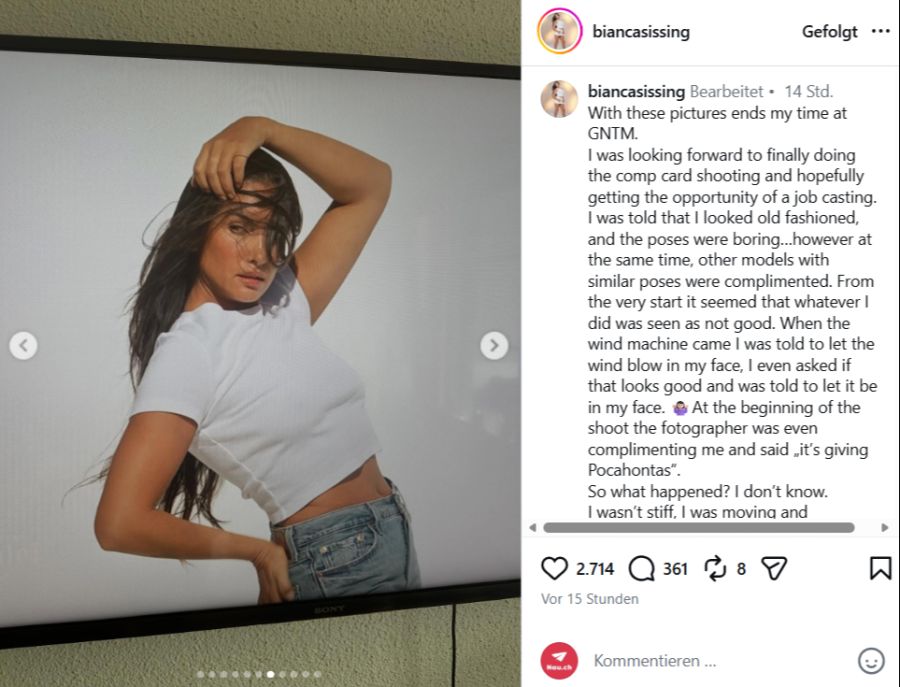 Doch Model-Mama Heidi konnte Bianca nicht überzeugen – ihre Posen seien zu langweilig.